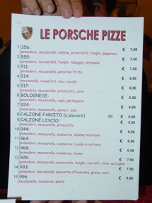 menu pizza