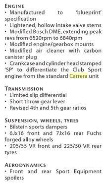 Specifiche Carrera 3.2 CS