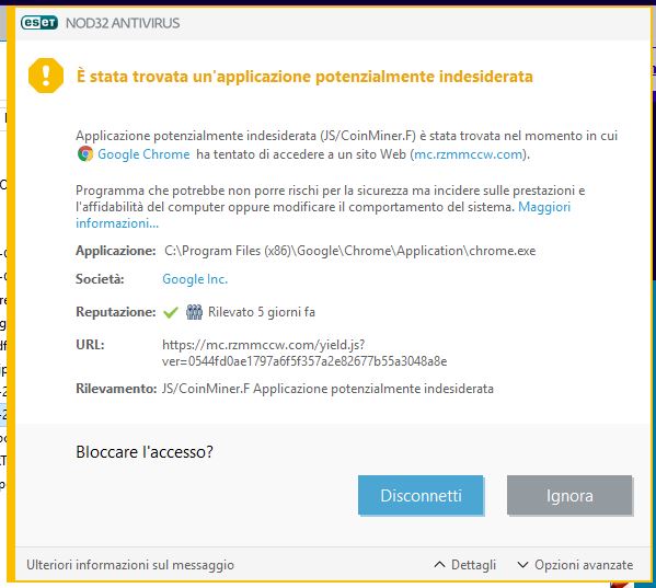 screen dell'avviso