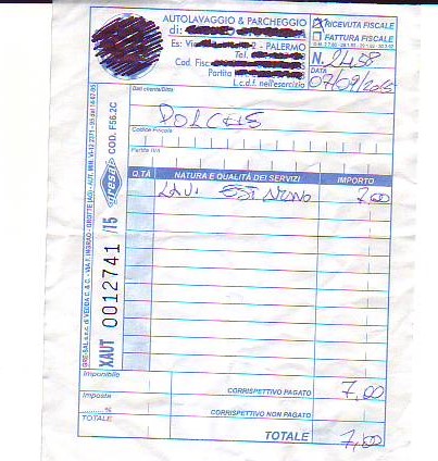 ricevuta lavaggio
